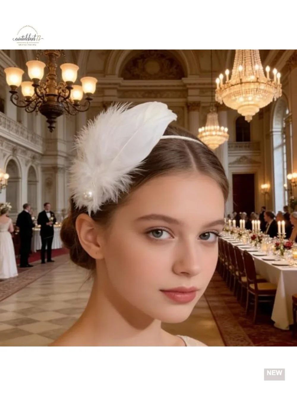 White Feather Hair Clip Set - Ballet Style Swan Faux Pearl Hair Pins for